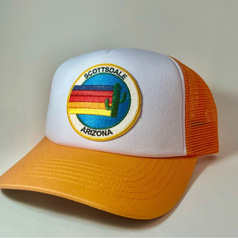 Custom Trucker Hat with embroidered patch. Aviator inspired, Scottsdale.